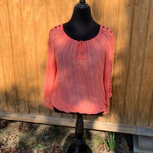 Alyx Peach Lace-Trim Blouse